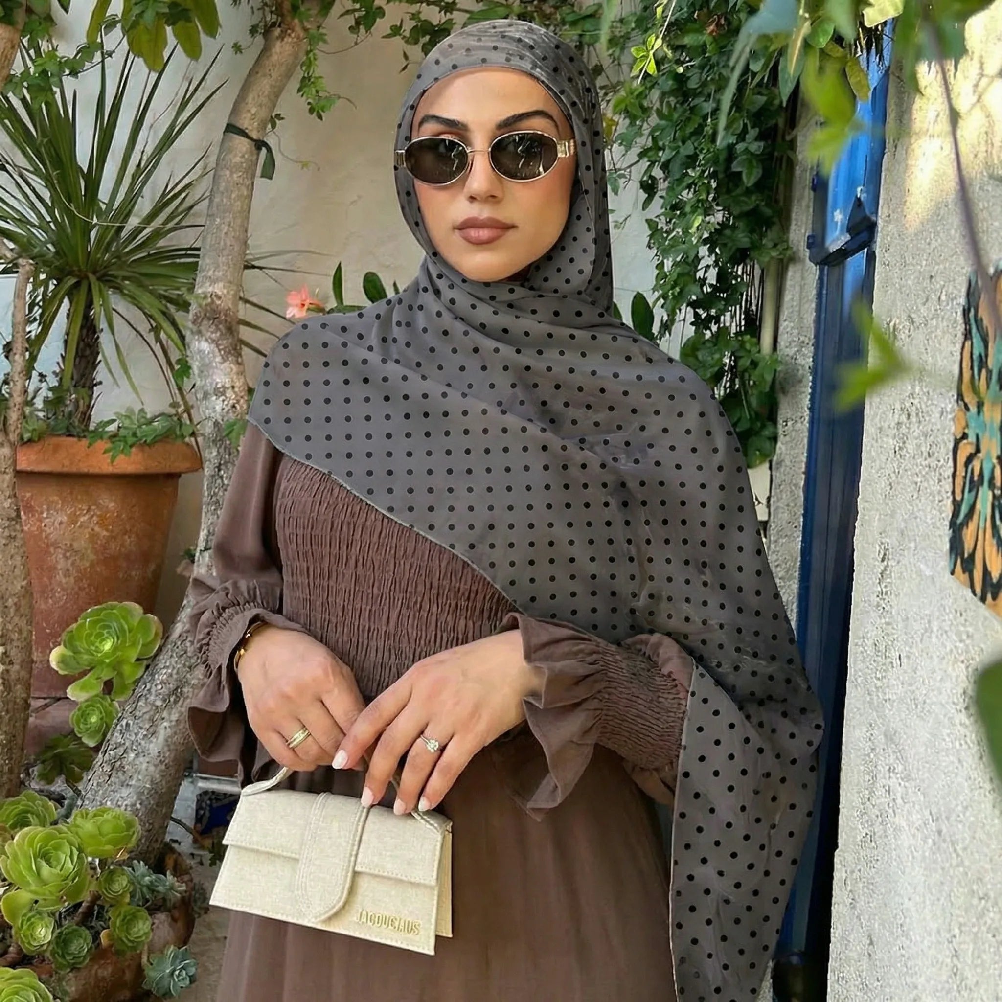Polka Dot Print Hijabs Modal Cotton