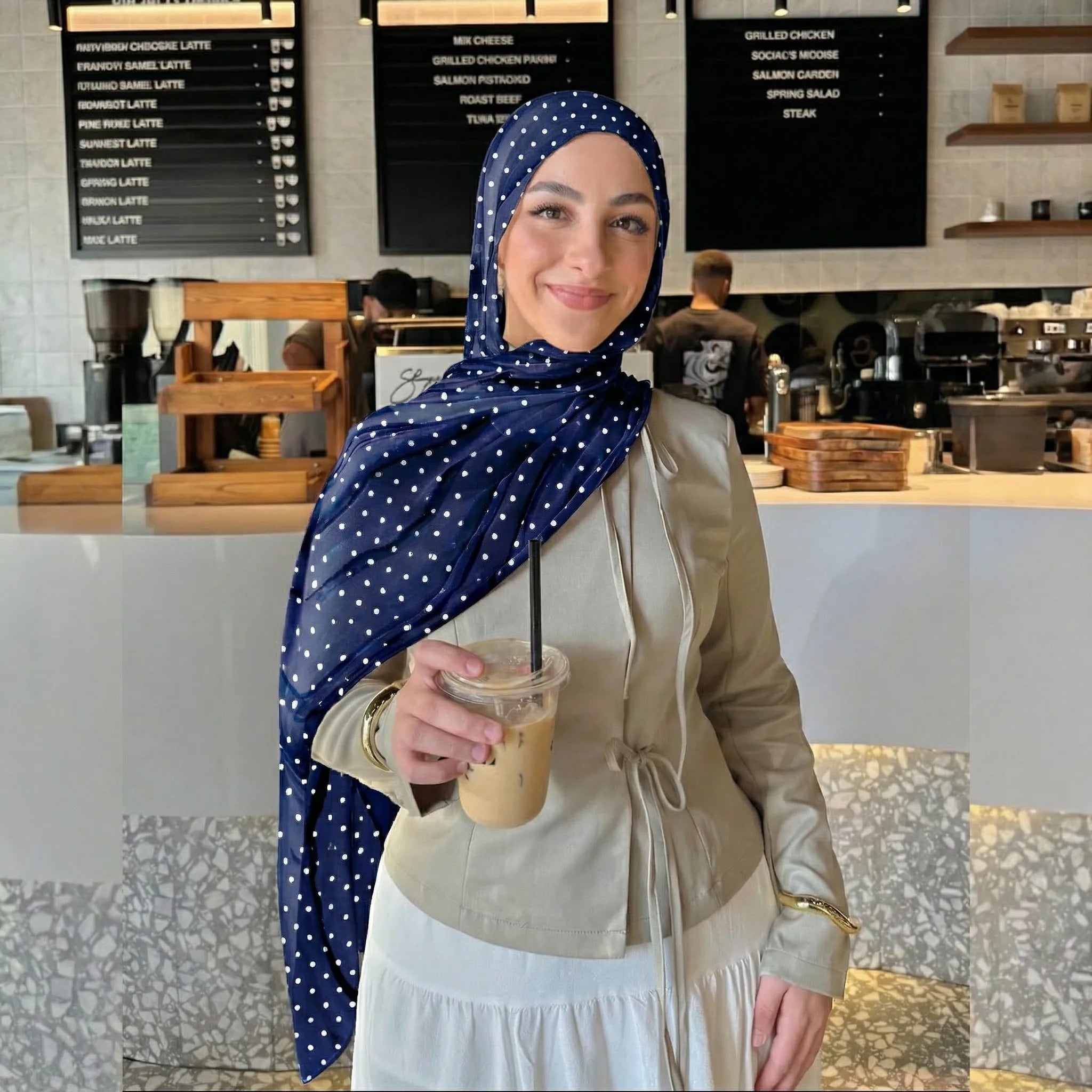 Polka Dot Print Hijabs Modal Cotton