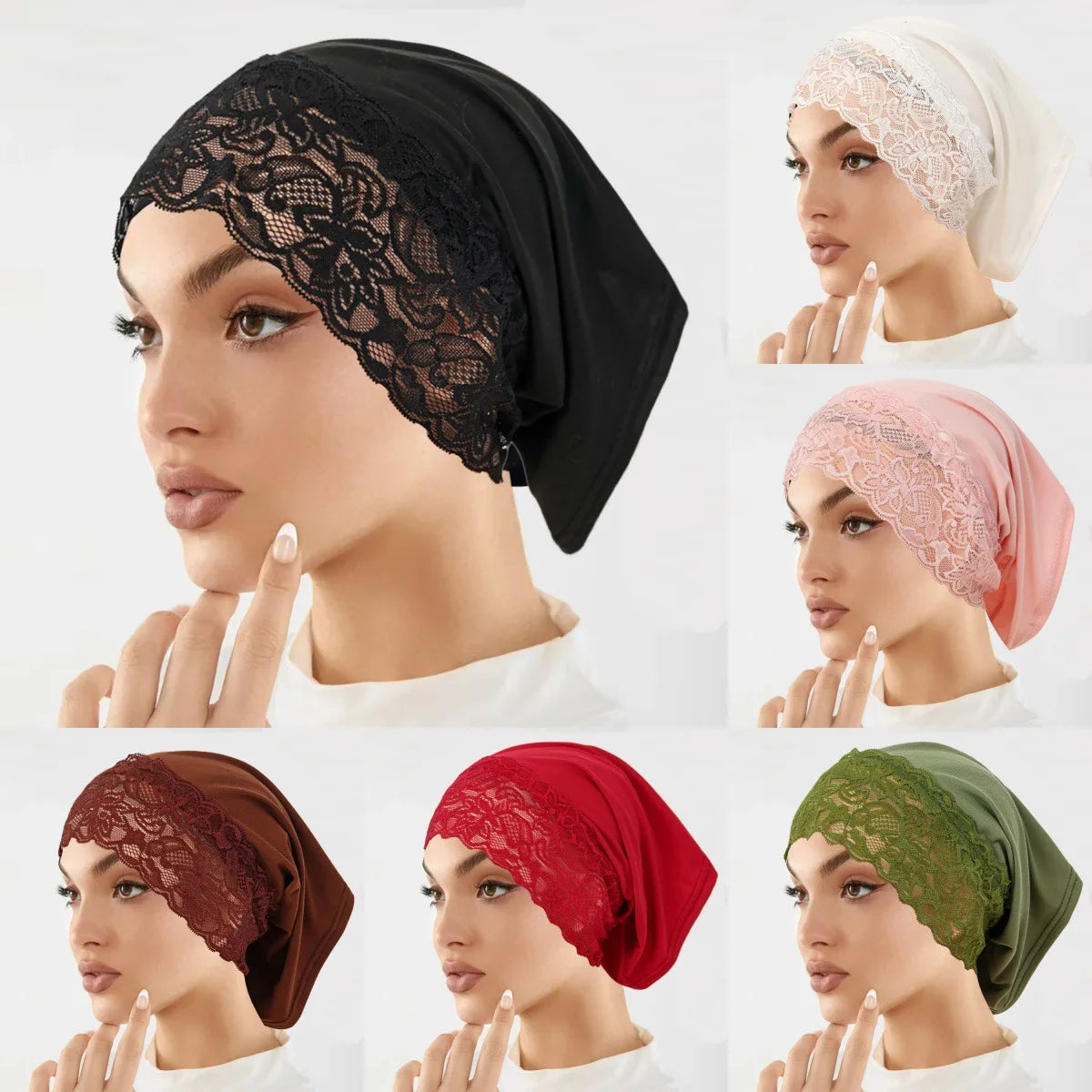 Malaysian Style Lace Hijab Cap, Breathable Undercap