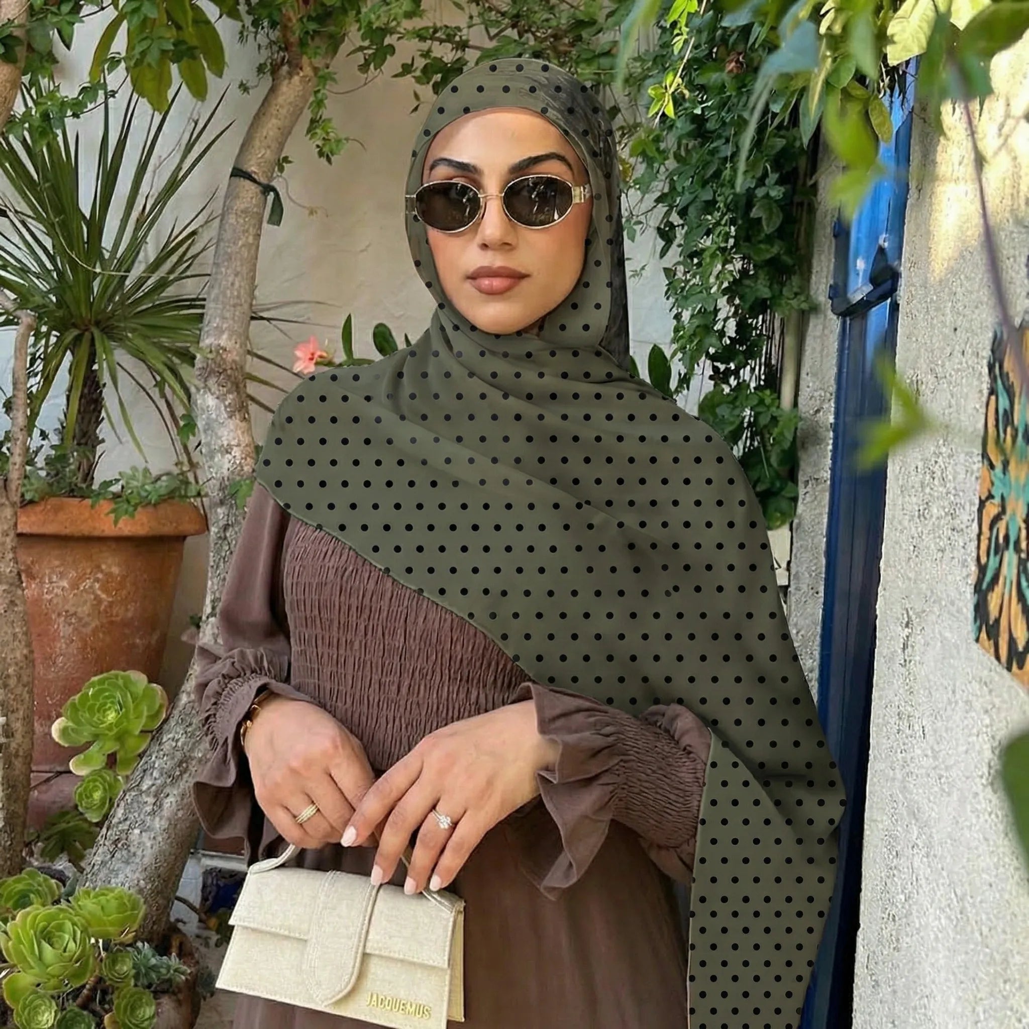 Polka Dot Print Hijabs Modal Cotton