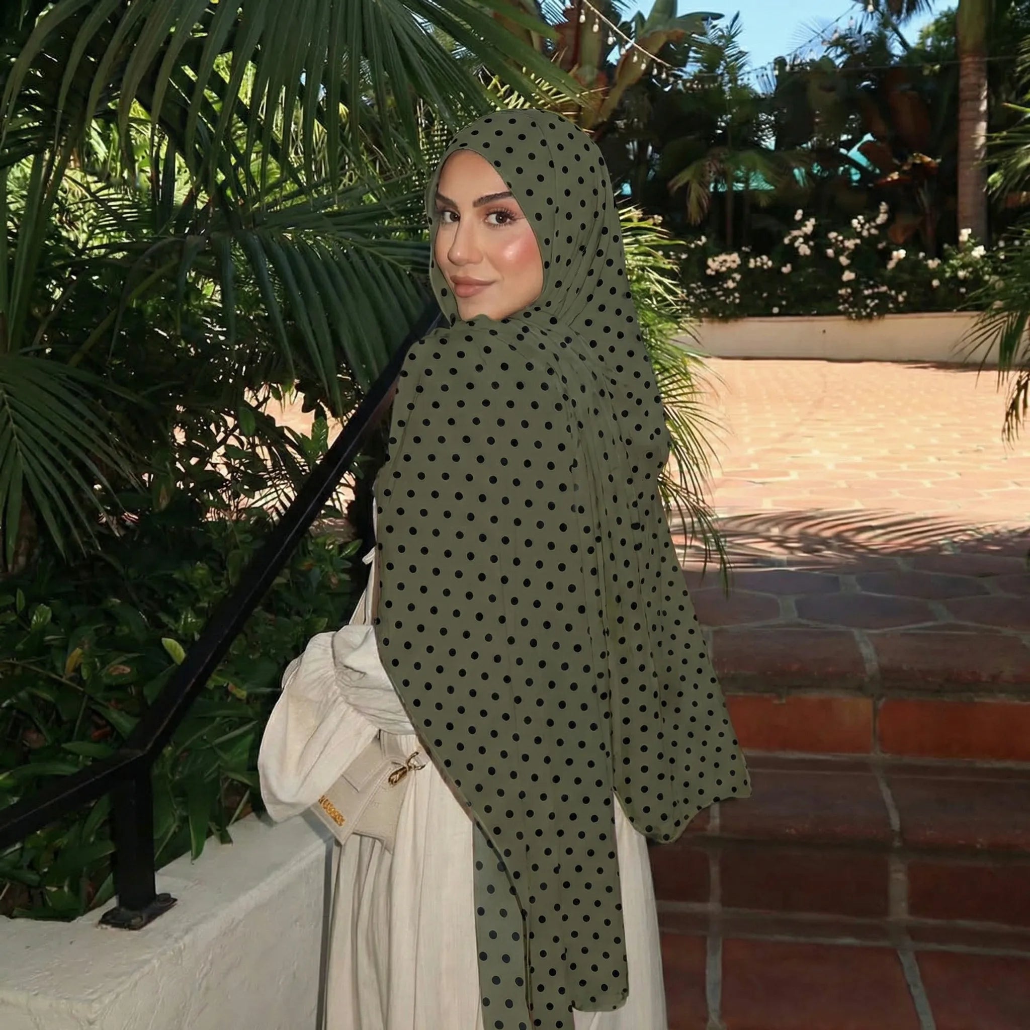 Polka Dot Print Hijabs Modal Cotton